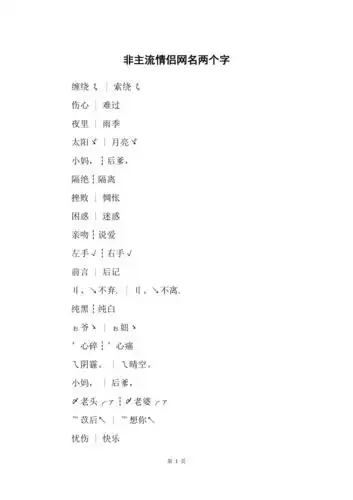 非主流情侣网名两个字