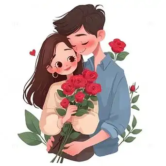 520送花情侣场景素材