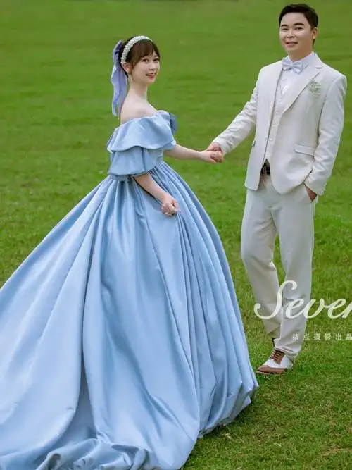 在逃公主婚纱照夏天定要拍的蓝色治愈系