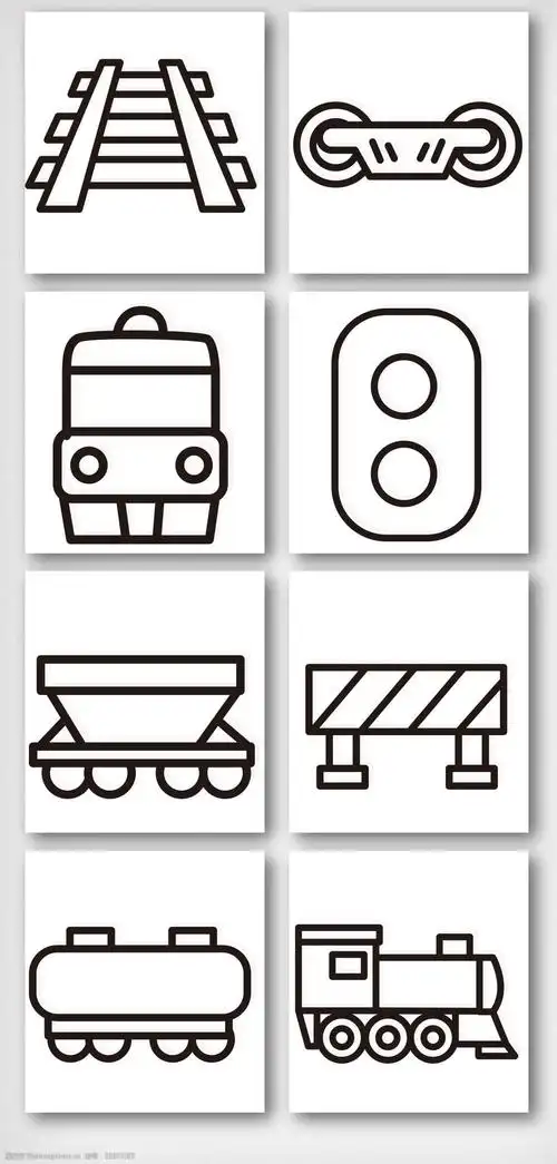 关键词:简笔铁路设施图案元素 铁路轨道 卡通火车 简笔画火车 火车红