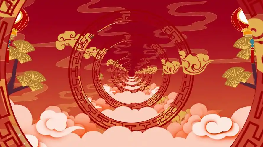 活动作品4k国潮中国风穿梭背景