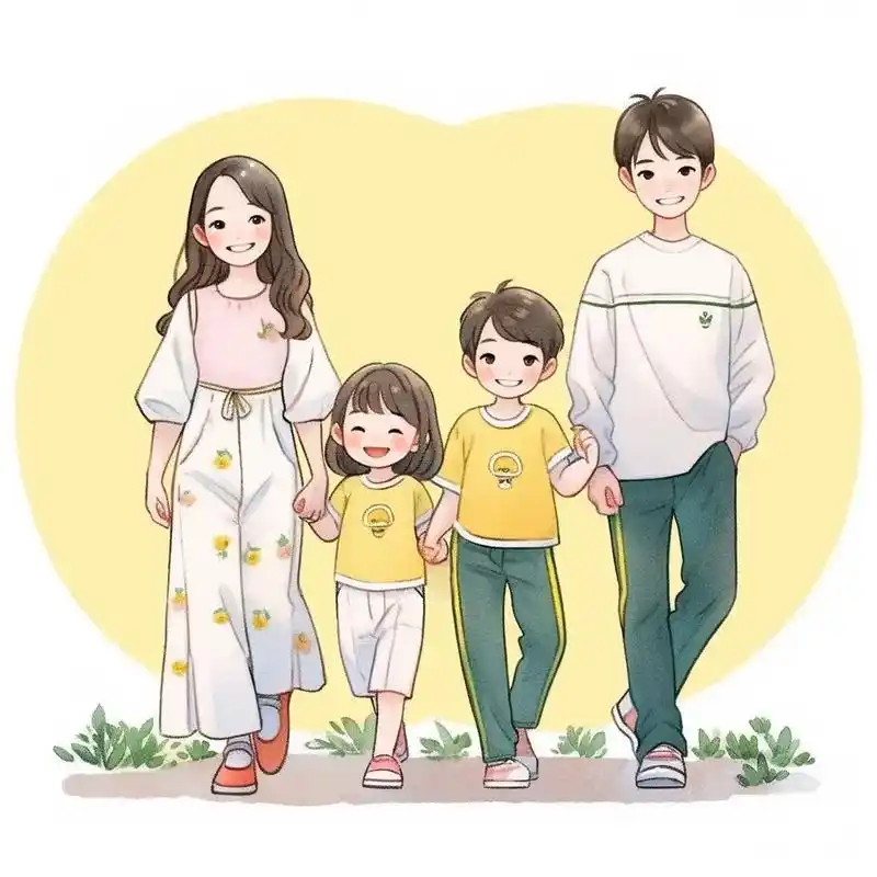 一家四口大哥哥小妹妹的卡通头像 - 抖音