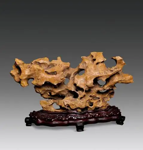 1215清黄太湖石山子摆件