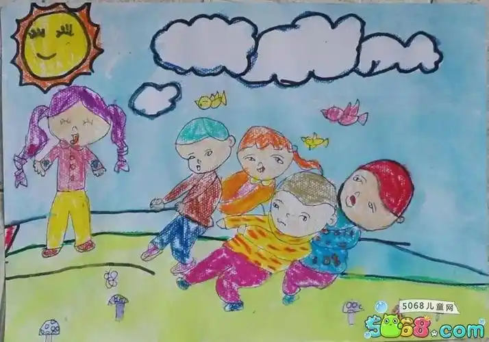 体育课上拔河开学主题儿童画图片欣赏