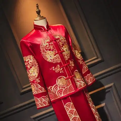 龙凤褂唐装新郎结婚礼服新中式男接亲婚服男士秀禾服男2023年新款