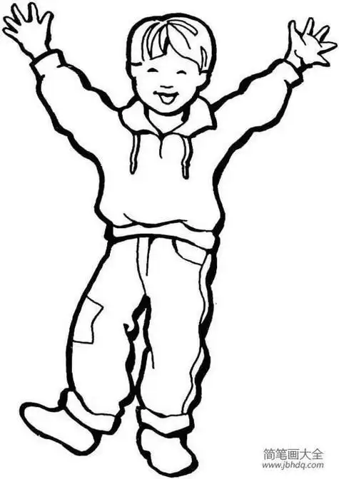 小男孩子侧面简笔画全身