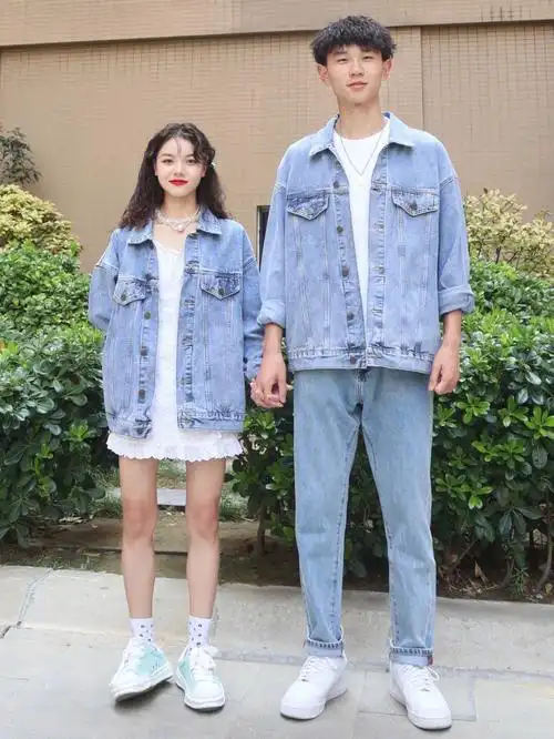 15377183身高差情侣初秋牛仔情侣装