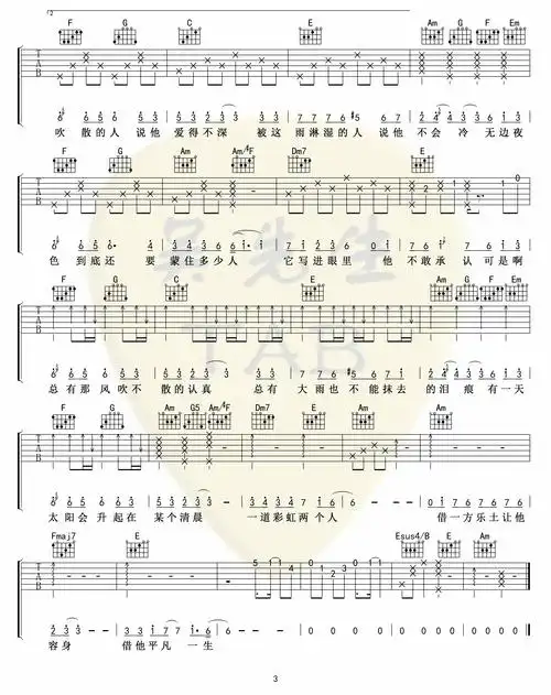 毛不易 - 借 [弹唱] 吉他谱