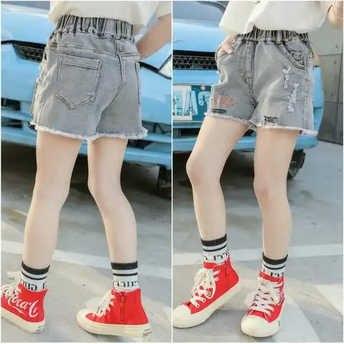 女童外穿小学生薄款夏季时尚款牛仔短裤儿童夏装裤子十岁女孩洋气