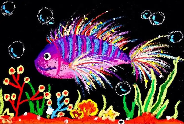 儿童画课件五彩的狮子鱼