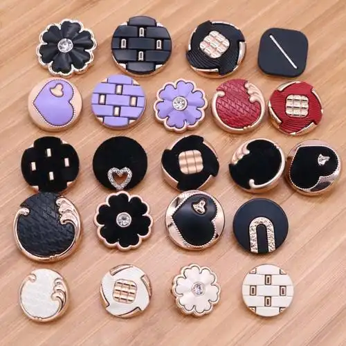 圆形金属纽扣亮金直绒合金扣手缝亚金双拼扣子高脚外套装饰大衣扣