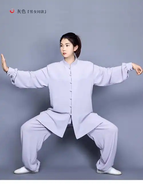 新款女棉麻亚麻裤男中国风太极拳练功服武术服装春秋款长袖墨绿套装xs