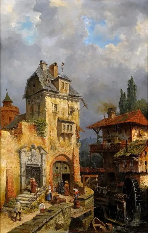 世界油画名家笔下的十九世纪欧美小镇风情欣赏