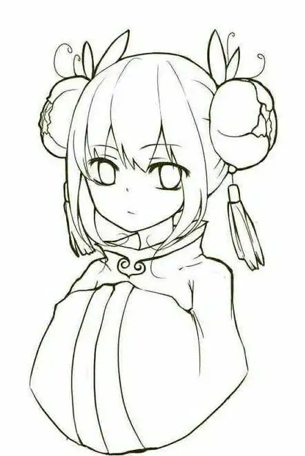 简笔画古风少女古风高清动漫线稿手绘人物漫画绘画上色插画临摹素材10
