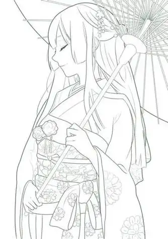 古风女孩动漫简笔画