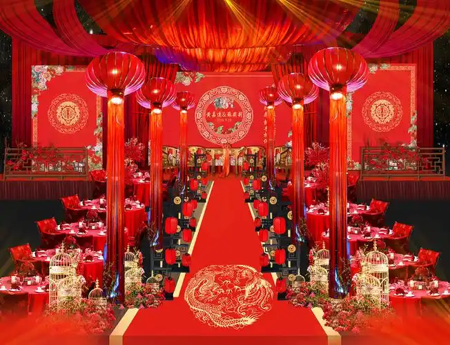 中式婚礼效果图婚礼效果图森系婚礼效果图小人二枚~韩式白色婚礼效果