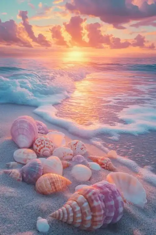 沙滩的贝壳海螺图片