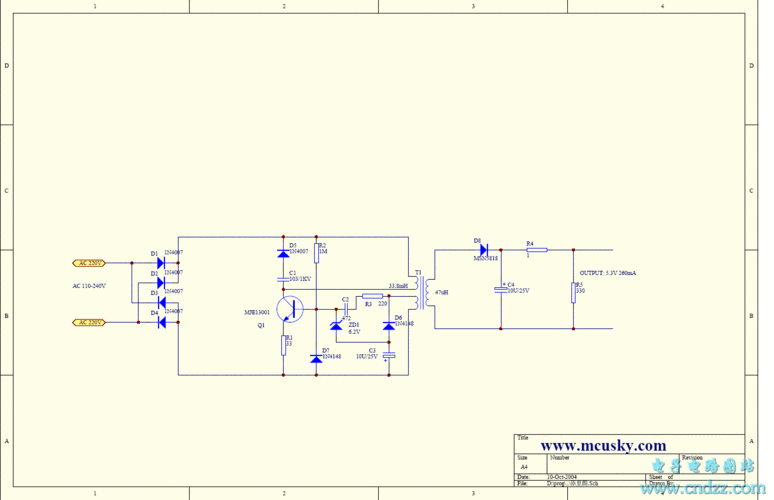 > 手机充电器电路原理图