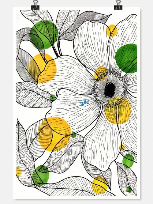 创意线描装饰画花卉