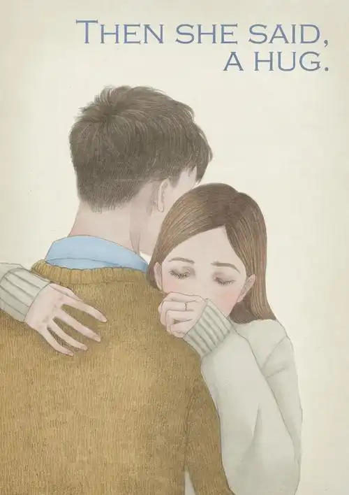 手绘温暖情侣拥抱