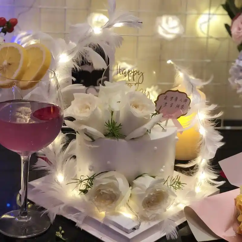 网红唯美创意女神玫瑰鲜花生日蛋糕上海成都重庆合肥天津同城配送