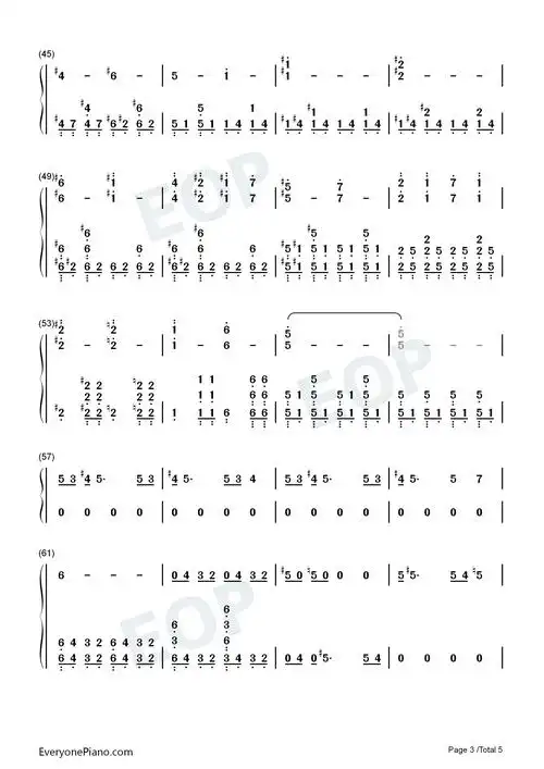 bgm-undertale bgm双手简谱预览3-钢琴谱文件(五线谱,双手简谱,数字谱