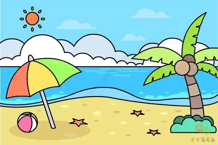 秋天风景简笔画带颜色风景简笔画带背景集