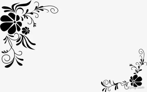 黑色花纹边框对角花纹装饰png素材透明免抠图片-装饰效果-三元素3png.