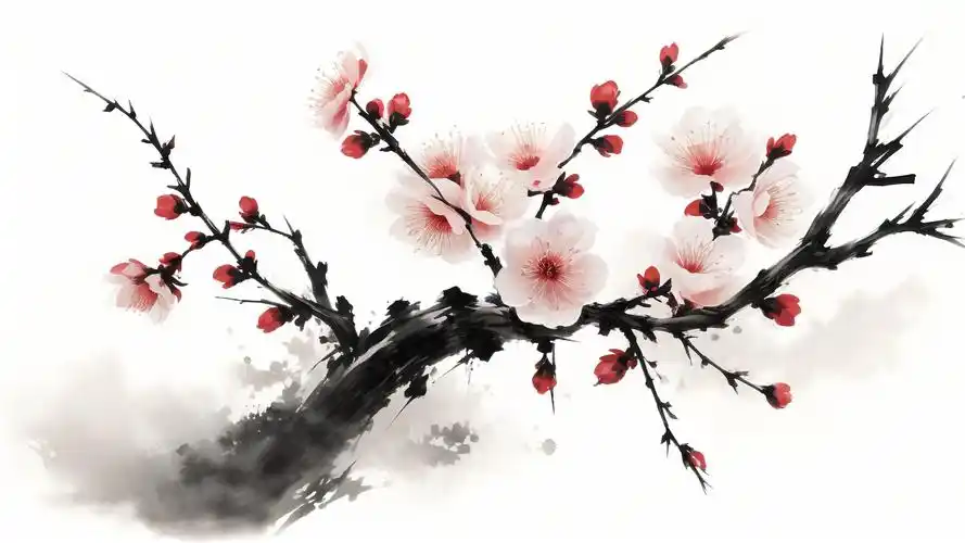 4k水墨画壁纸,梅花绽放的美景🌸