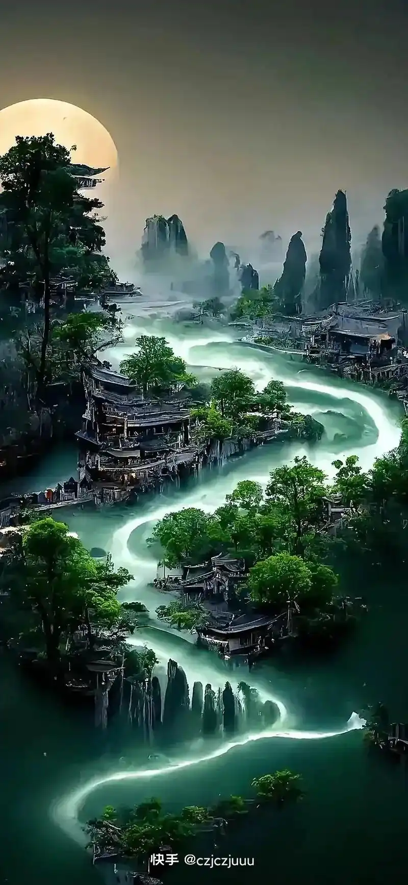 山水壁纸.#唯美意境 #治愈系风景  关注留言,免费领壁纸 - 抖音
