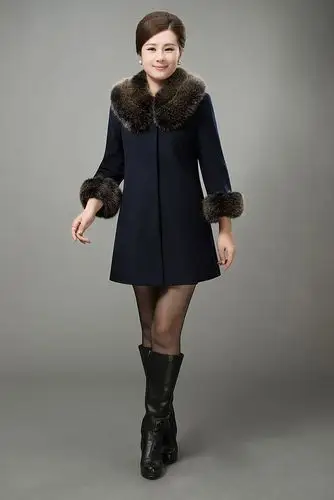 秋冬新款中老年女装毛呢外套 大码中长款毛