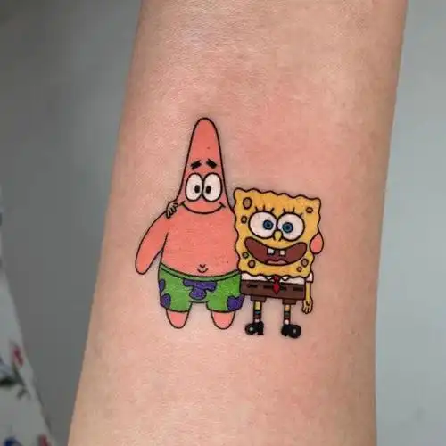 海绵宝宝派大星纹身小图案 so cute!98住#ins  #卡通纹身