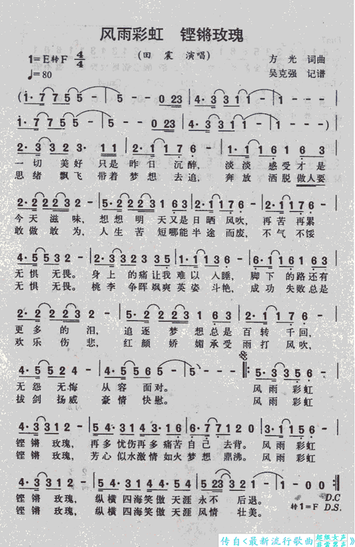 方辉 曾峻 作曲: 方辉 原唱: 田震 贝娜首唱: 2012年9月9日 歌曲犯耨