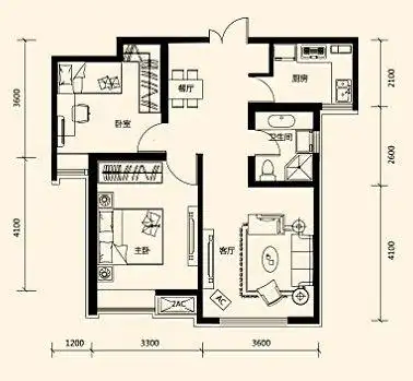 80平米两室两厅一卫