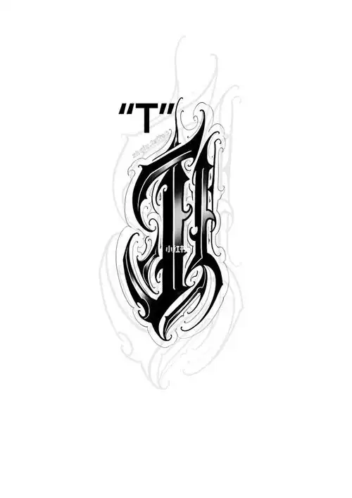 哥特字母"t"#花体字设计|插队的t他来了#花体字  #石家庄纹身