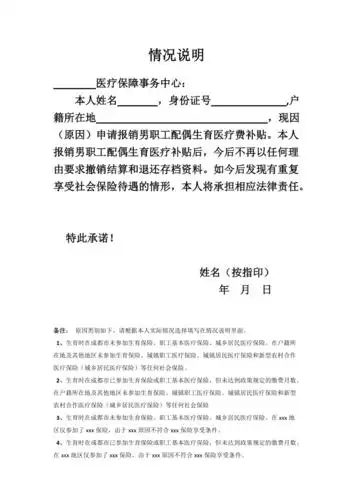 配偶未享受生育医疗费待遇情况说明模板