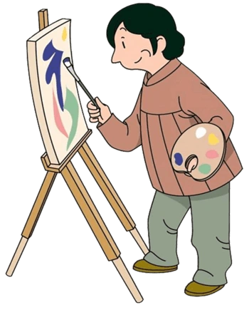 正在画画的卡通女人