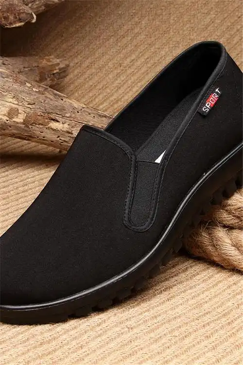 百庆隆老北京布鞋男黑色酒店工作鞋休闲爸爸鞋轻便透气中老年单鞋