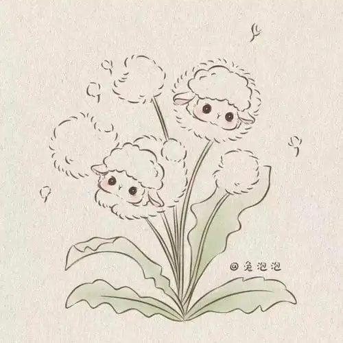 手绘可爱简笔画(附教程)41 蒲公英小羊