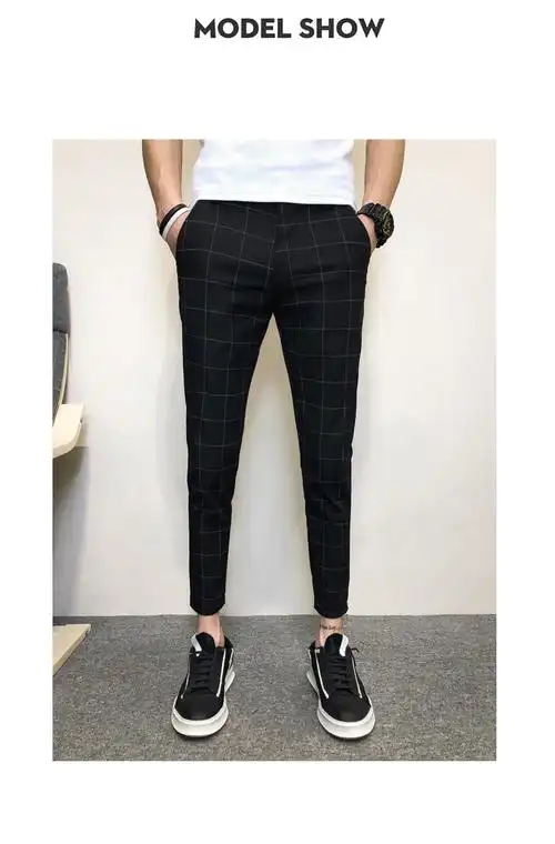格子 九分裤 夏季2019男士休闲裤子男潮流