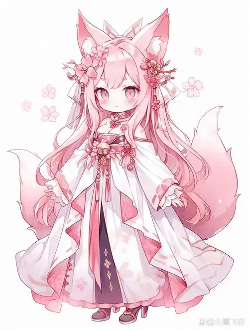 粉色九尾狐古风壁纸