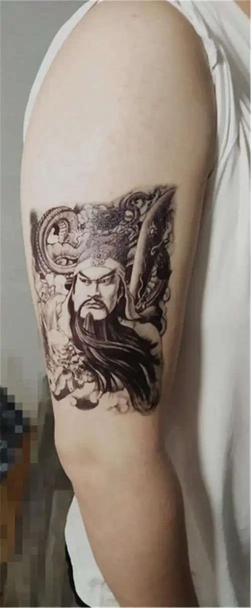 关二爷关公纹身贴纸系列男女款个性刺青花臂半臂关羽关公纹身贴