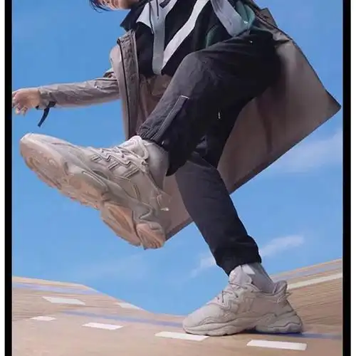 纯原ozweego三叶草易烊千玺同款男女老爹鞋运动跑鞋黑武士高版本 烟灰