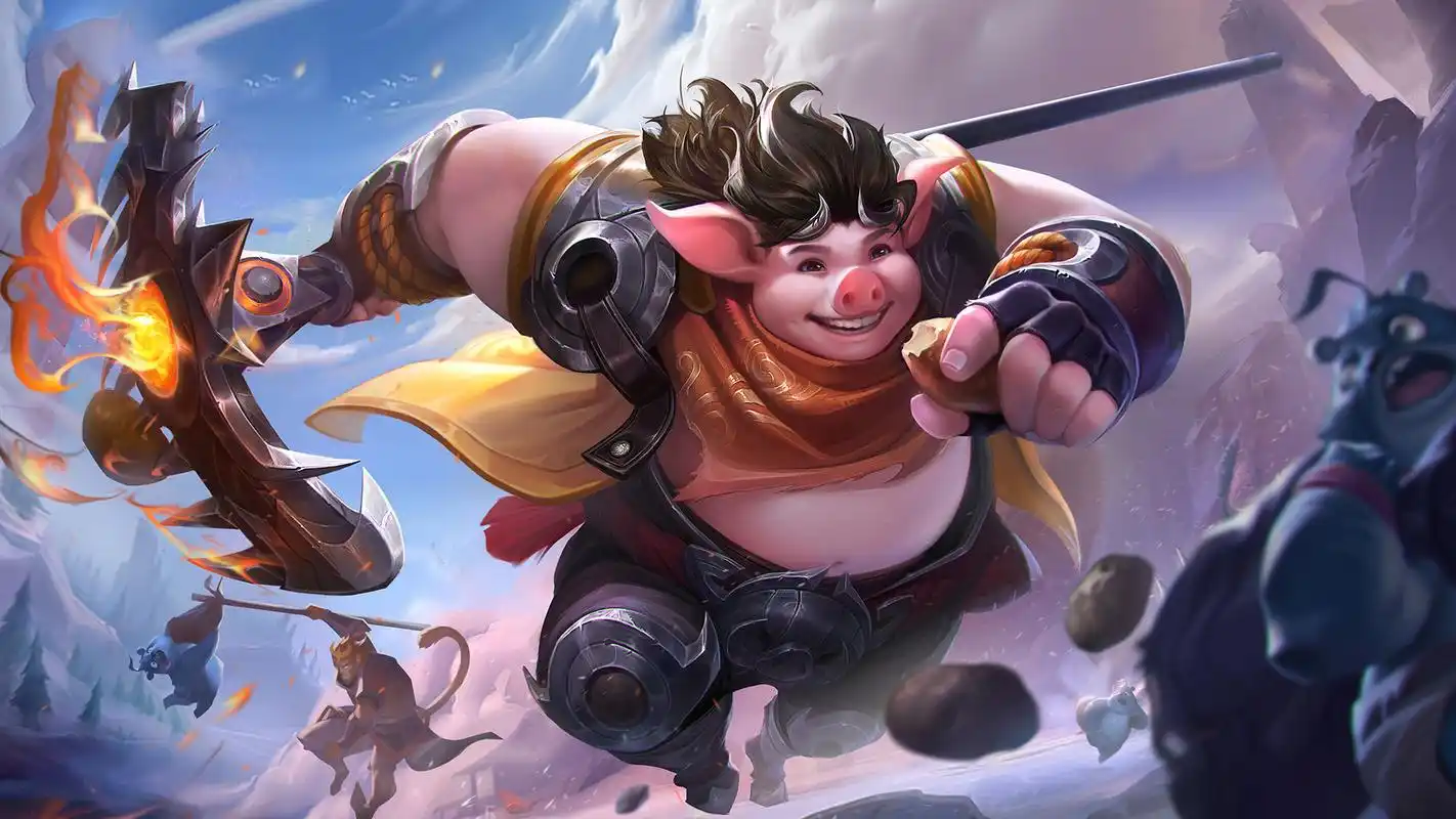 s19赛季玩猪八戒的小技巧,二技能接闪现,可以改变方向