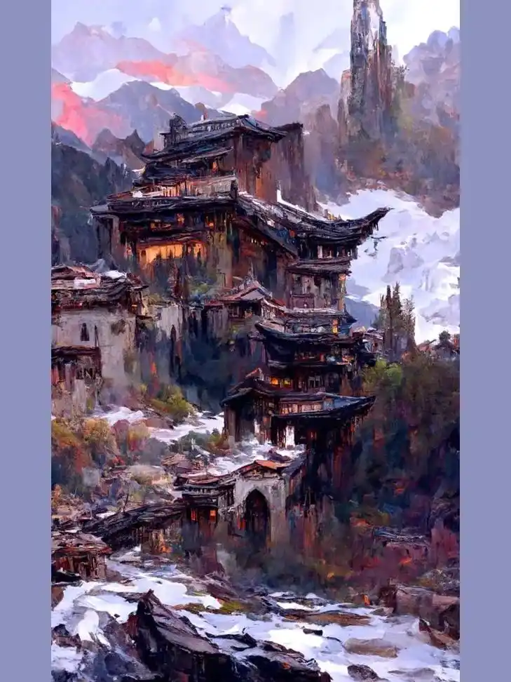 爱中国的山 慕中国的水 醉中国的古建筑之美#墙体彩绘 #手绘 - 抖音