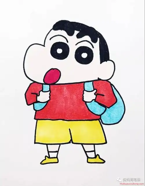 蜡笔小新简笔画分步骤画法教学(2)_简笔画教程