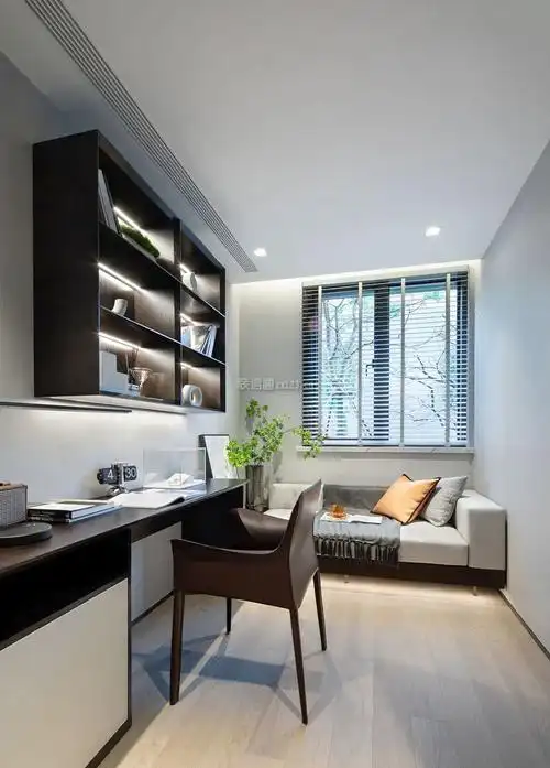 上海现代简约房屋书房室内设计实景图