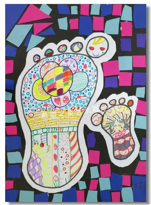 《大脚丫和小脚丫》美术初级班学员作品/色彩综合创作