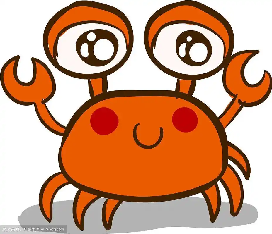 可爱的橙色微笑蟹在白色的背景
