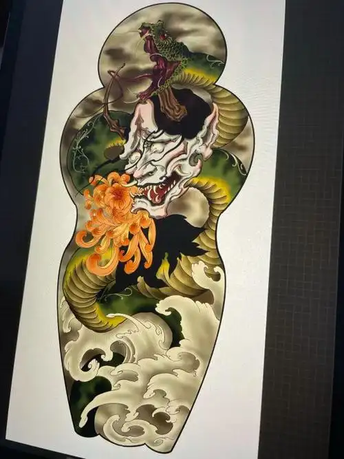 般若花臂纹身手稿图_小红书